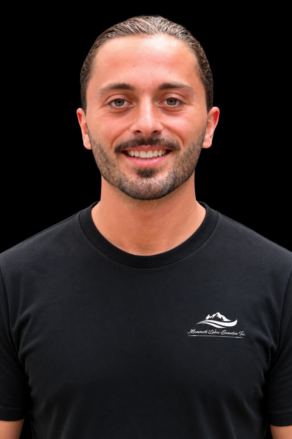 Jacob Burella, founder of MountainWood Painting, smiling in a black company t-shirt.